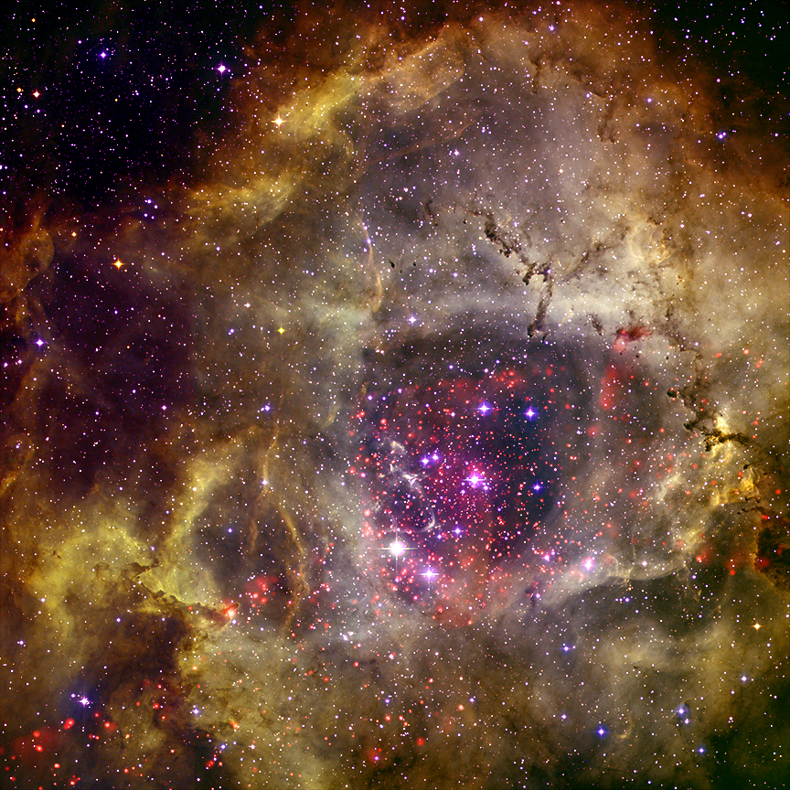 A star-forming region 5,000 light years away in the constellation Monoceros.