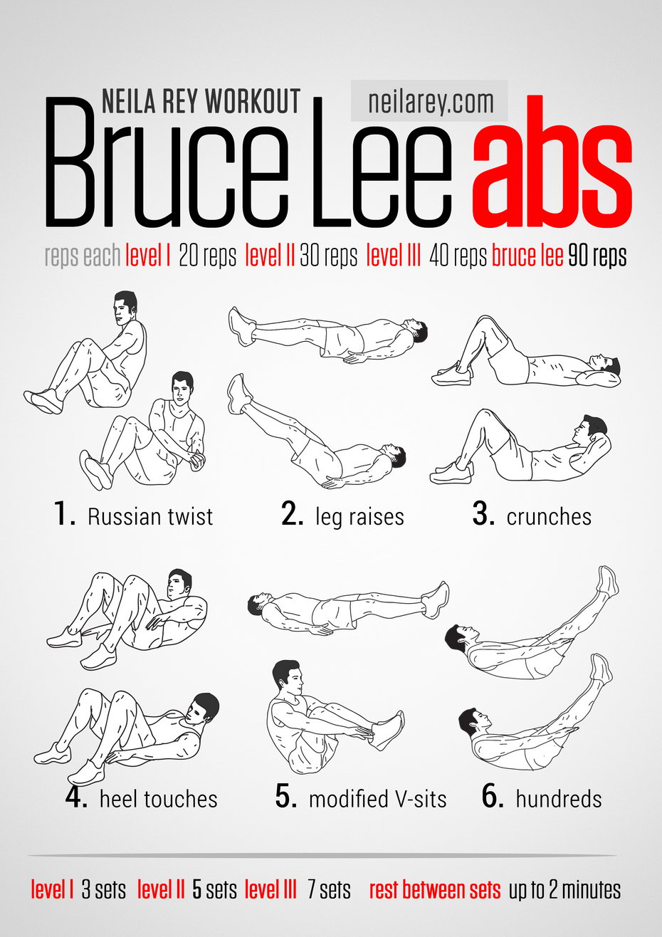 bruce lee six pack workout